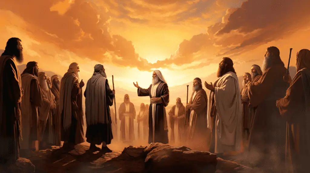 Would you like to hear what they are talking about? Artistic render of a biblical meeting in olden times